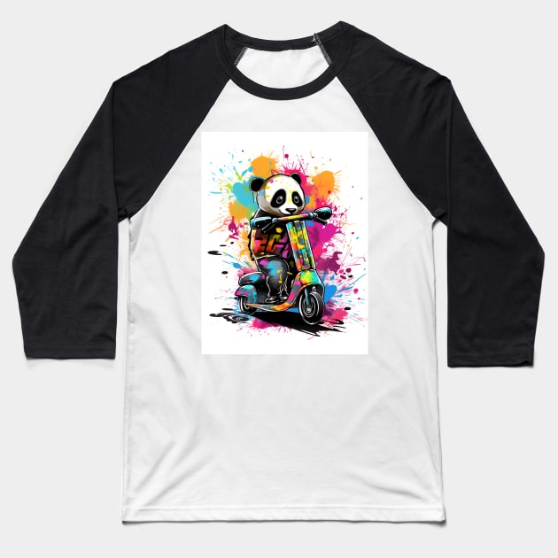 Scooter Panda Baseball T-Shirt by ArtWearSplash